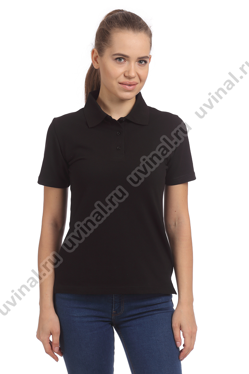 фото Черная рубашка Поло женская на пуговицах от магазина Ювинал