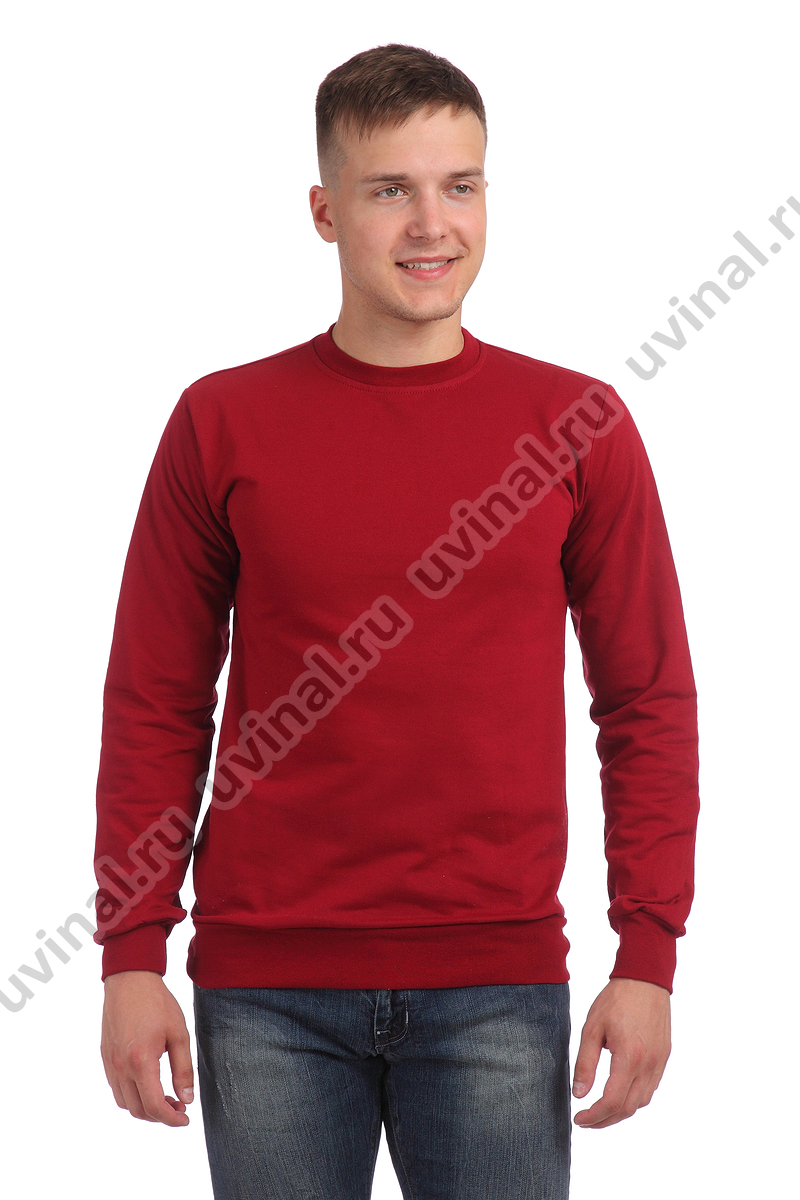 фото Бордовая (тёмно-красная) толстовка без капюшона (свитшот) пл. 240-260 г/кв.м. от магазина Ювинал