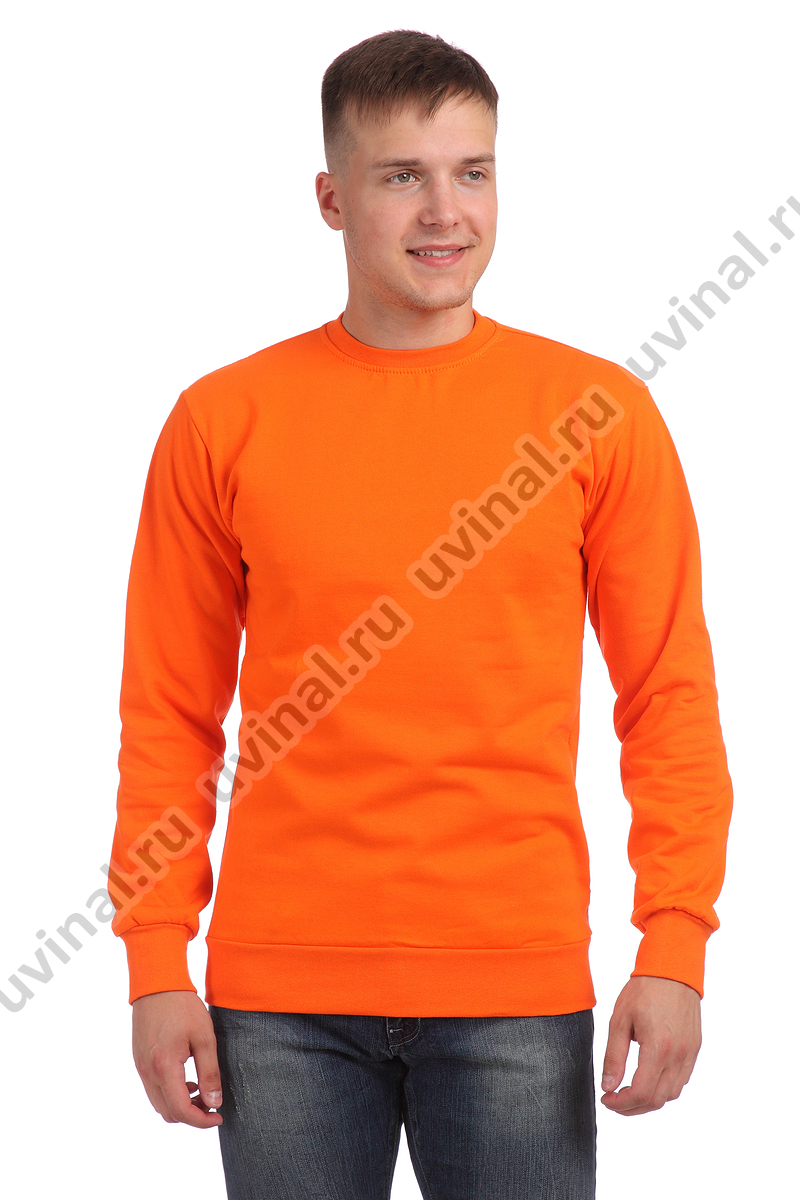 фото Оранжевая толстовка без капюшона (свитшот) пл. 240-260 г/кв.м. от магазина Ювинал