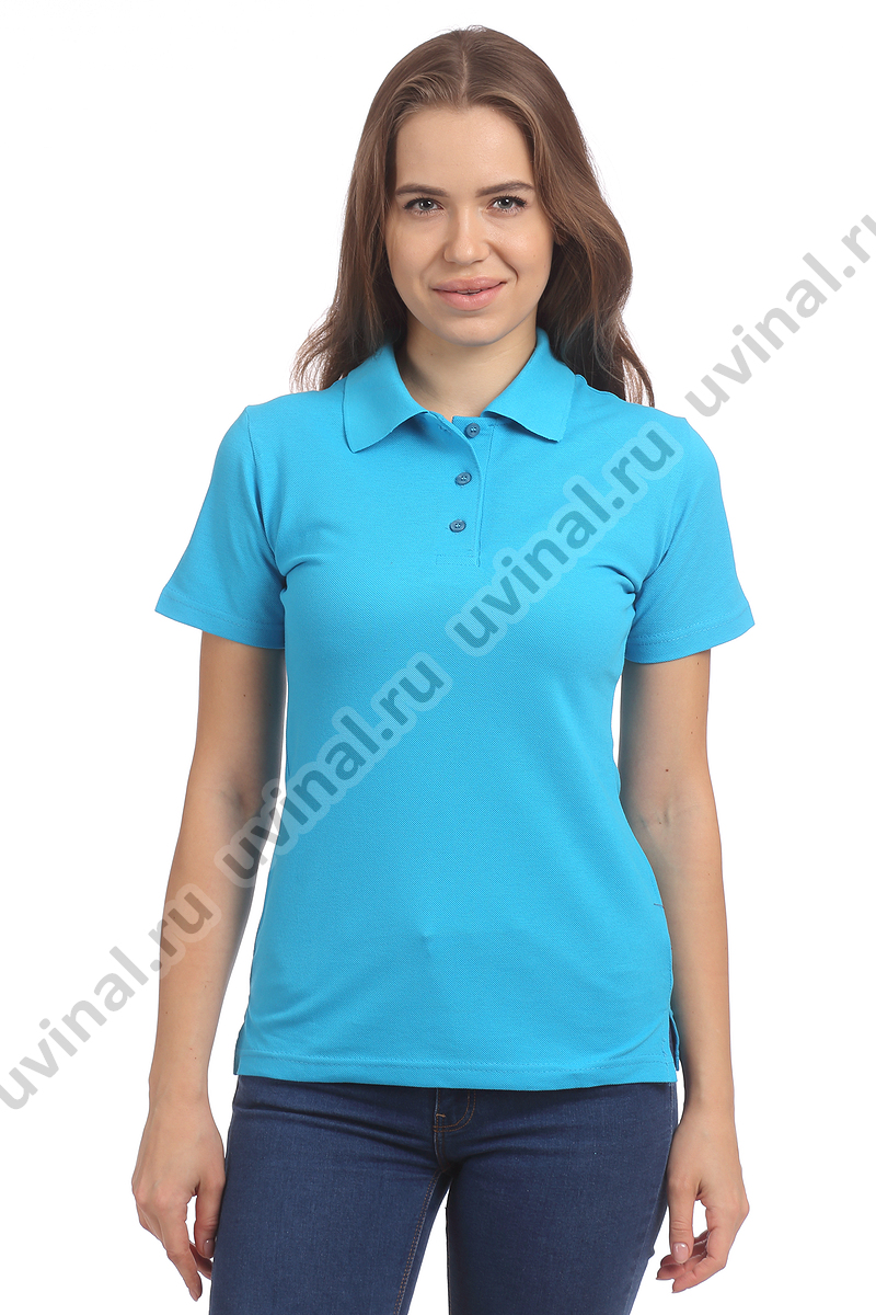 фото Бирюзовая рубашка Поло женская на пуговицах от магазина Ювинал