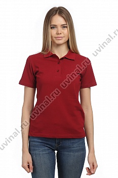 Бордовая (тёмно-красная) рубашка Поло женская на пуговицах