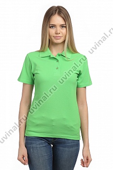 Ярко-зеленая (салатовая) рубашка Поло женская на пуговицах