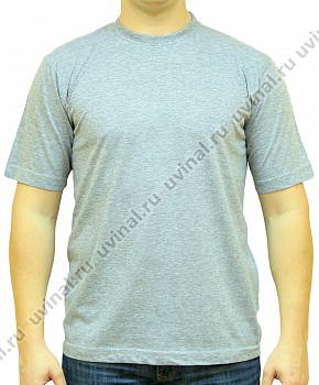 Серая (меланж) футболка плотностью 155-160 г/кв.м.