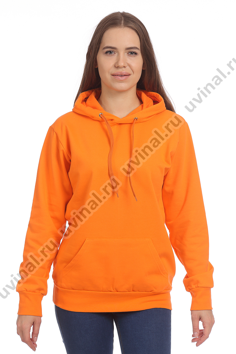 фото Оранжевая толстовка с капюшоном (худи, кенгуру) пл. 240-260 г/кв.м от магазина Ювинал