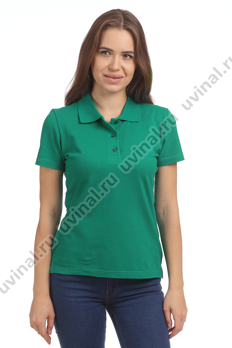 фото Зеленая (бенеттон) рубашка Поло женская на пуговицах от магазина Ювинал