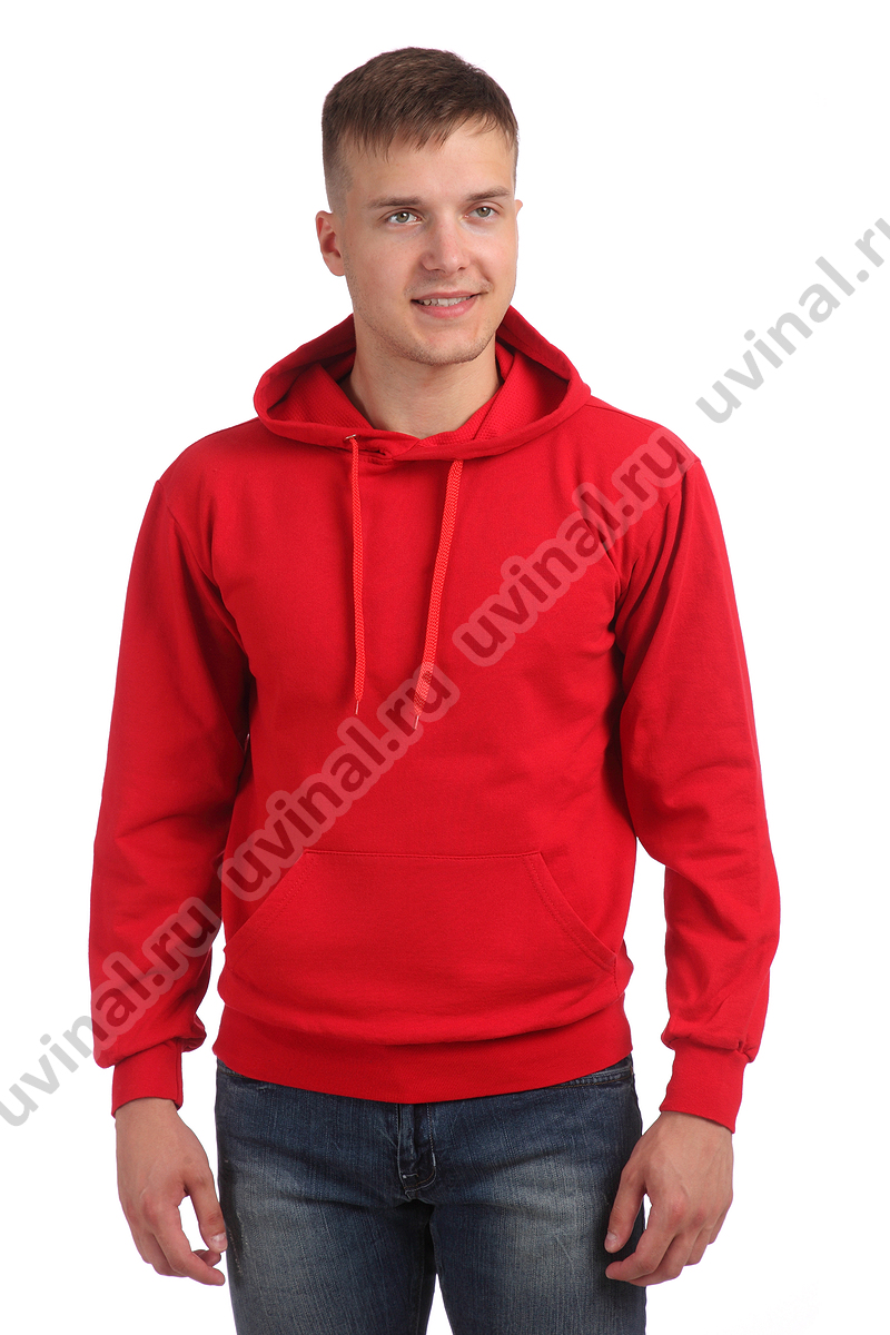 фото Красная толстовка с капюшоном (худи, кенгуру) пл. 240-260 г/кв.м от магазина Ювинал