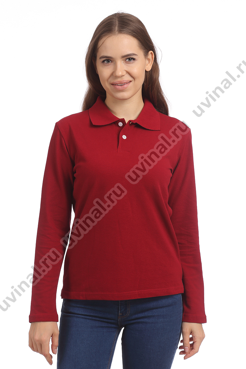 фото Бордовая рубашка Поло с длинным рукавом от магазина Ювинал
