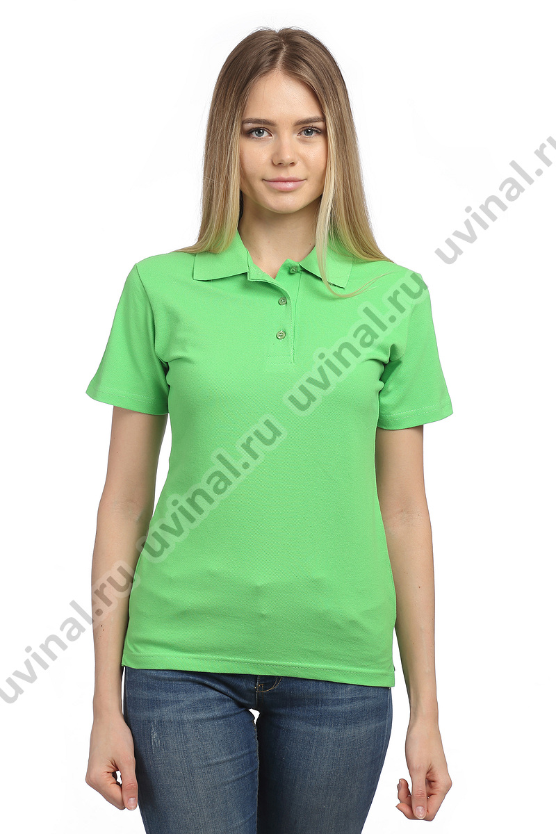 фото Ярко-зеленая (салатовая) рубашка Поло женская на пуговицах от магазина Ювинал