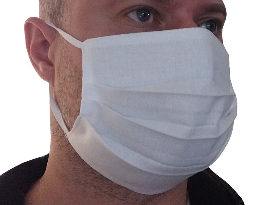 фото Белая защитная маска для лица из ткани, прямоугольная от магазина Ювинал