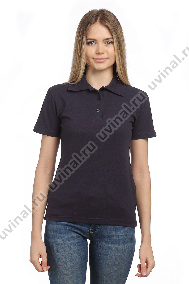 фото Темно-синяя рубашка Поло женская на пуговицах от магазина Ювинал