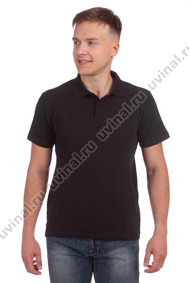 фото Черная рубашка Поло унисекс от магазина Ювинал