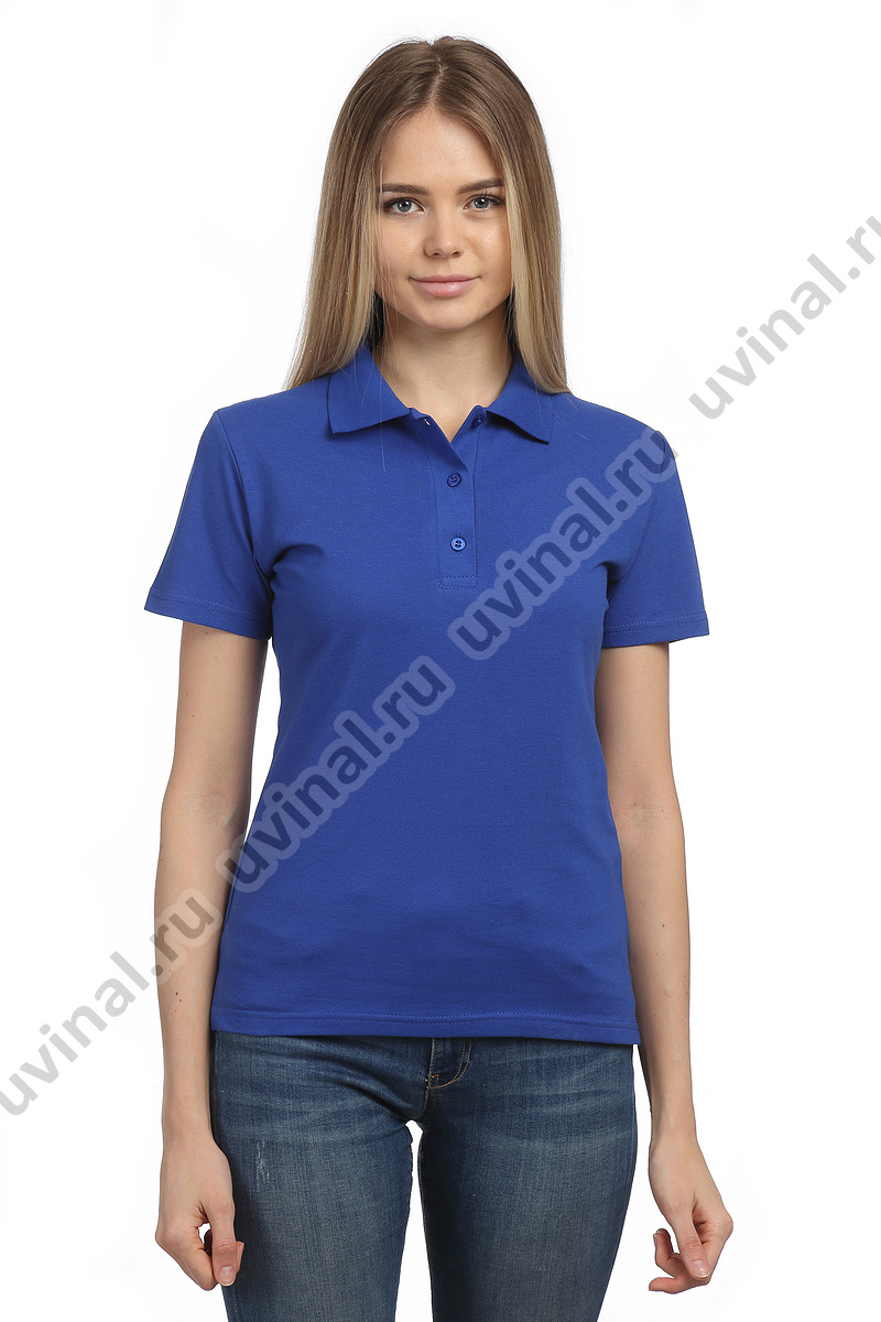 фото Ярко-синяя (васильковая) рубашка Поло женская на пуговицах от магазина Ювинал
