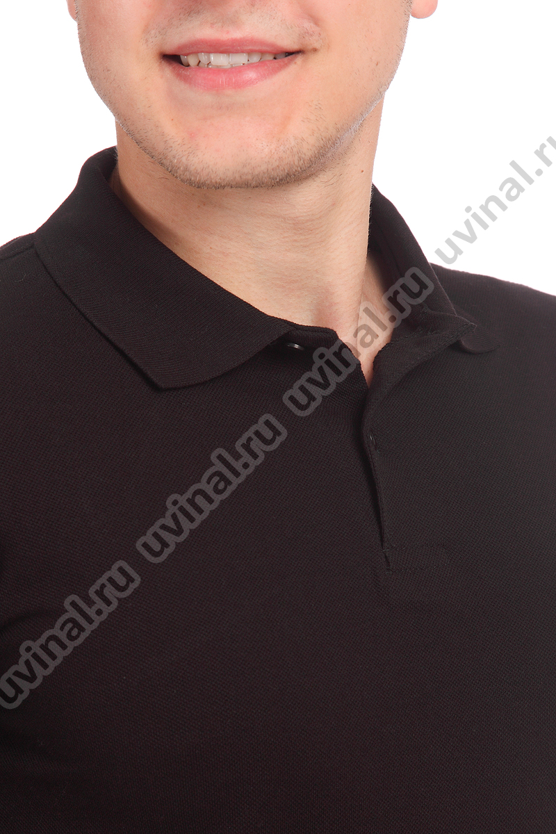 фото Черная рубашка Поло с длинным рукавом от магазина Ювинал