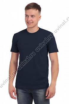 Тёмно-синяя футболка плотностью 170-175 г/кв.м. (Россия)