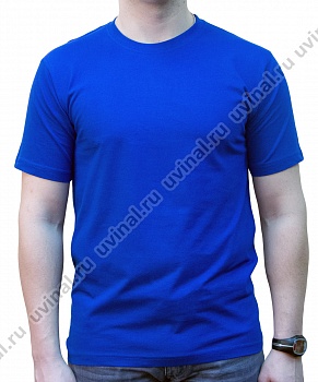 Ярко-синяя (васильковая) футболка плотностью 170 г/кв.м.