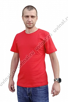 Красная футболка плотностью 155-160 г/кв.м. (Россия)
