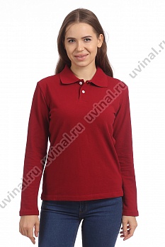 Бордовая рубашка Поло с длинным рукавом