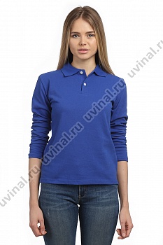 Ярко-синяя (васильковая) рубашка Поло с длинным рукавом