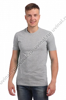 Серая (меланж) футболка плотностью 170-175 г/кв.м. (Россия)
