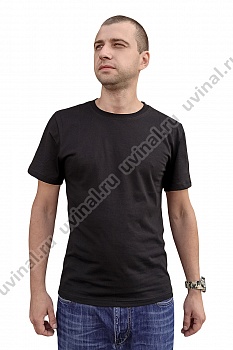 Черная футболка плотностью 155-160 г/кв.м. (Россия)